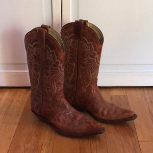 Mezcalero Authentic Brown Leather Cowboy Boots